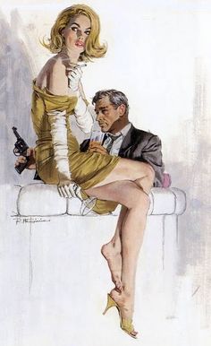 woman and man with gun 1950s